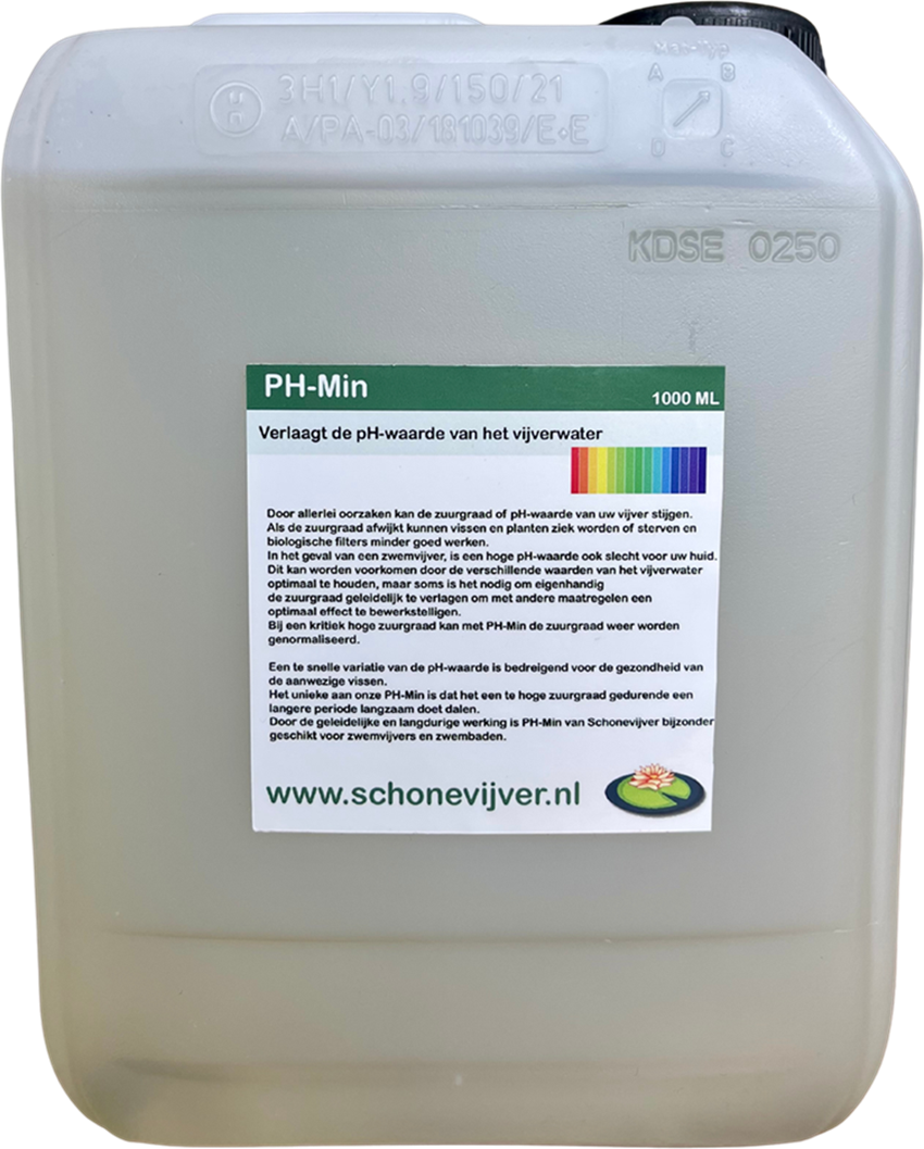 Bij een te hoge zuurgraad van uw vijverwater gebruikt u PH-Min